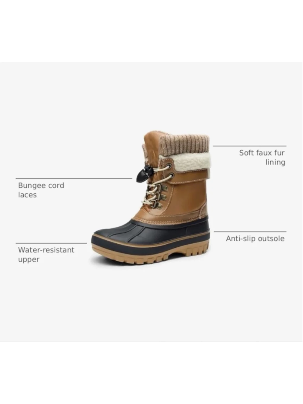 DREAM PAIRS Boys Girls Snow Boots Water-Resistant Outdoor Warm Cozy Anti-Slip 3